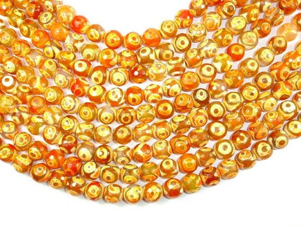Tibetan Agate Beads, 12mm Faceted Round Beads-RainbowBeads