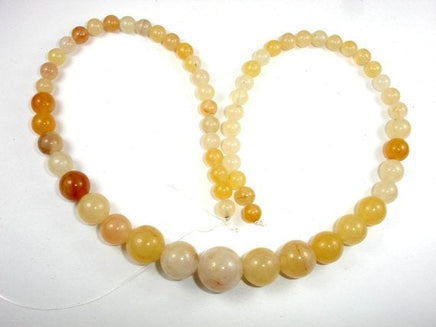 Yellow Jade Beads, 6mm - 14mm Graduated Round Beads, 18 Inch-RainbowBeads