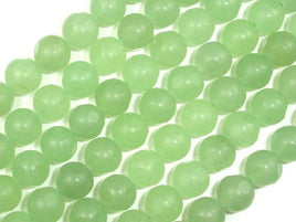 Matte Green Dyed Jade Beads, 10mm Faceted Round Beads-RainbowBeads