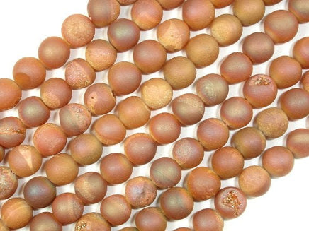 Druzy Agate Beads, Champagne Geode Beads, 8mm Round Beads-RainbowBeads