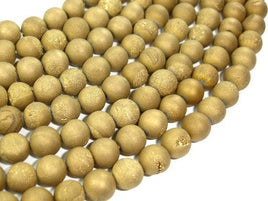 Druzy Agate Beads, Gold Geode Beads, 8mm, Round Beads-RainbowBeads
