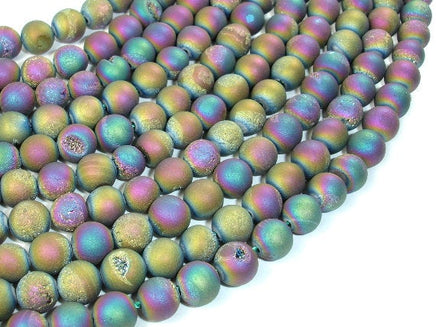 Druzy Agate Beads, Peacock Geode Beads, 8mm Round Beads-RainbowBeads