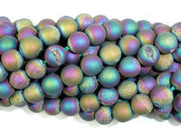Druzy Agate Beads, Peacock Geode Beads, 8mm Round Beads-RainbowBeads