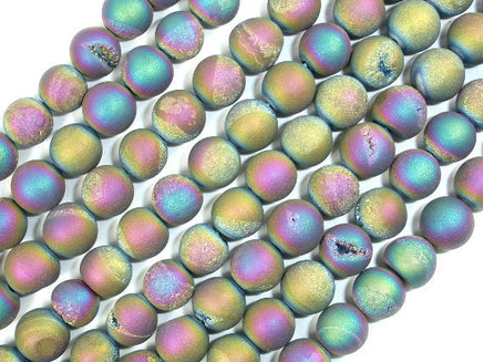 Druzy Agate Beads, Peacock Geode Beads, 8mm Round Beads-RainbowBeads