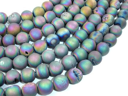 Druzy Agate Beads, Peacock Geode Beads, 10mm Round-RainbowBeads