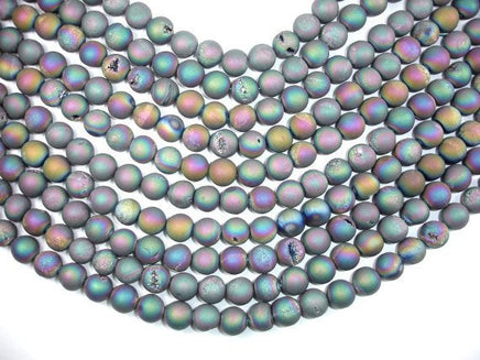 Druzy Agate Beads, Peacock Geode Beads, 10mm Round-RainbowBeads