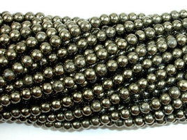 Pyrite Beads, 4mm Round Beads-RainbowBeads
