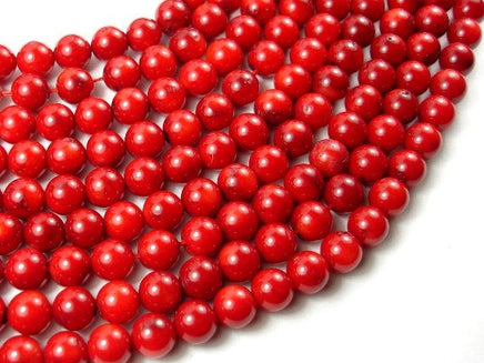 Red Bamboo Coral Beads, 7.8mm Round Beads-RainbowBeads