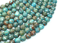 Blue Calsilica Jasper Beads, 8mm Faceted Round Beads-RainbowBeads