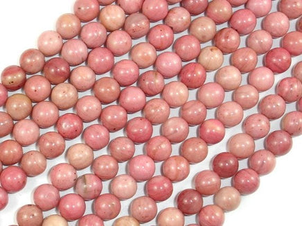 Rhodonite Beads, Round, 6mm (6.7mm)-RainbowBeads