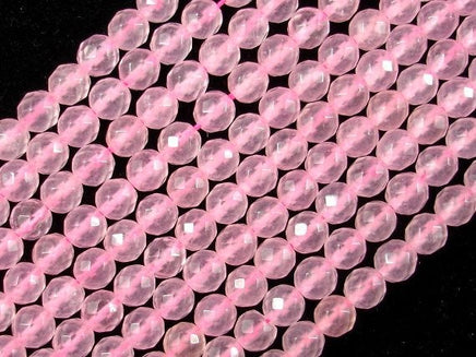 Rose Quartz, 6mm Faceted Round Beads-RainbowBeads