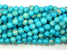 Blue Impression Jasper, 6mm(6.5mm) Round Beads-RainbowBeads