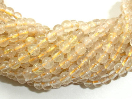 Gold Rutilated Quartz, 5mm Round Beads-RainbowBeads