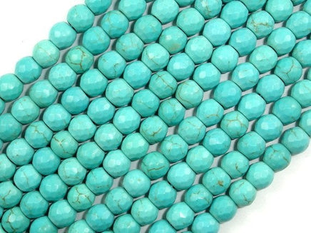 Turquoise Howlite, 6mm (5.9 mm) Faceted Round Beads, 14.5 Inch-RainbowBeads