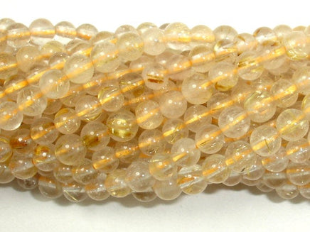 Gold Rutilated Quartz, 5mm Round Beads-RainbowBeads