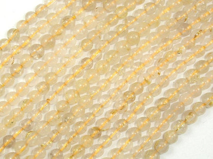 Gold Rutilated Quartz, 5mm Round Beads-RainbowBeads