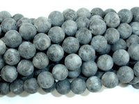 Matte Black Labradorite Beads, Larvikite, 8mm Round Beads-RainbowBeads