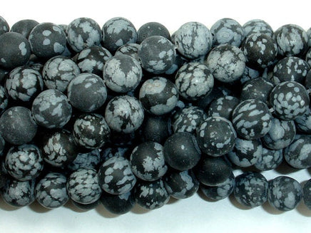Matte Snowflake Obsidian, 8mm, Round Beads-RainbowBeads
