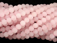 Matte Rose Quartz Beads, 6mm, Round beads-RainbowBeads