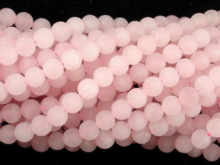 Matte Rose Quartz Beads, 6mm, Round beads-RainbowBeads