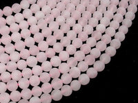 Matte Rose Quartz Beads, 6mm, Round beads-RainbowBeads