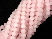 Matte Rose Quartz Beads, 6mm, Round beads-RainbowBeads