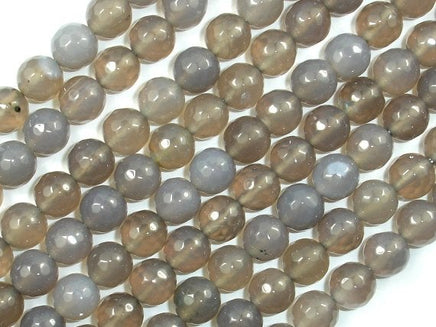 Gray Agate Beads, 8mm Faceted Round Beads-RainbowBeads