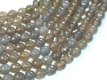 Gray Agate Beads, 8mm Faceted Round Beads-RainbowBeads