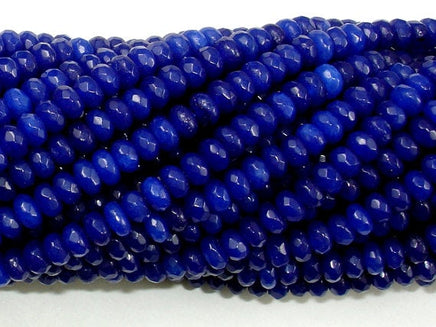 Blue Jade Beads, Faceted Rondelle, Approx 2 x 4mm-RainbowBeads