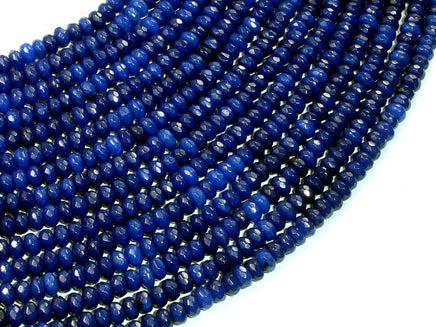 Blue Jade Beads, Faceted Rondelle, Approx 2 x 4mm-RainbowBeads