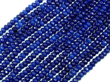 Blue Jade Beads, Faceted Rondelle, Approx 2 x 4mm-RainbowBeads