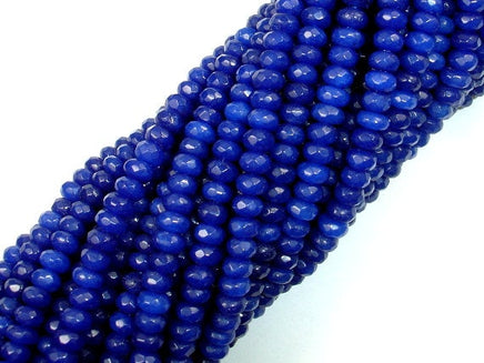 Blue Jade Beads, Faceted Rondelle, Approx 2 x 4mm-RainbowBeads