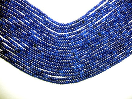 Blue Jade Beads, Faceted Rondelle, Approx 2 x 4mm-RainbowBeads