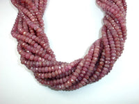 Genuine Ruby, Approx 3.5x6mm Faceted Rondelle Beads-RainbowBeads