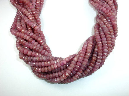 Genuine Ruby, Approx 3.5x6mm Faceted Rondelle Beads-RainbowBeads