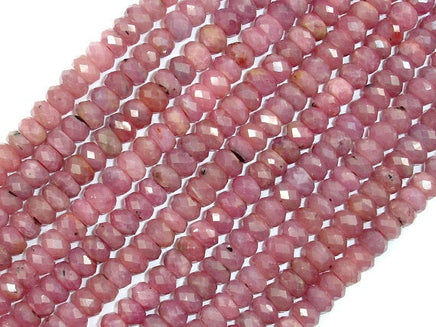 Genuine Ruby, Approx 3.5x6mm Faceted Rondelle Beads-RainbowBeads