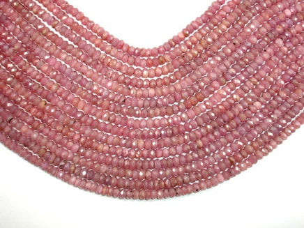 Genuine Ruby, Approx 3.5x6mm Faceted Rondelle Beads-RainbowBeads