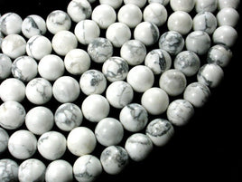 White Howlite, Round beads, 12mm-RainbowBeads