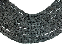 Black Lava, 6x6mm Cube Beads-RainbowBeads