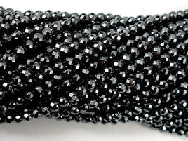 Hematite, 4mm Faceted Round Beads-RainbowBeads