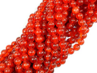 Dyed Jade, Orange Red, 6mm Round Beads-RainbowBeads