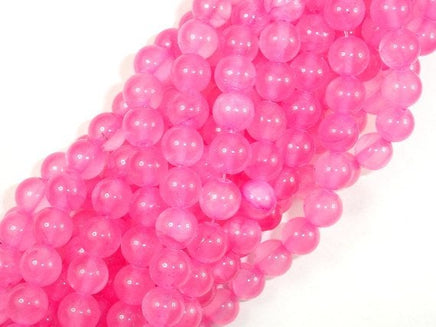 Dyed Jade- Pink, 8mm Round Beads-RainbowBeads