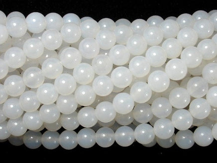 White Agate, 6mm (6.3 mm) Round Beads-RainbowBeads