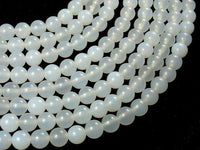 White Agate, 8 mm (8.4 mm) Round Beads-RainbowBeads