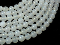 White Agate, 10mm (10.3 mm) Round Beads-RainbowBeads