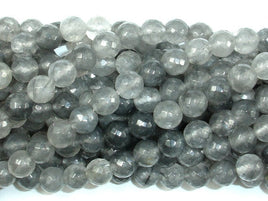 Gray Quartz Beads, 8mm Faceted Round Beads-RainbowBeads