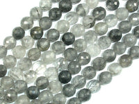 Gray Quartz Beads, 8mm Faceted Round Beads-RainbowBeads