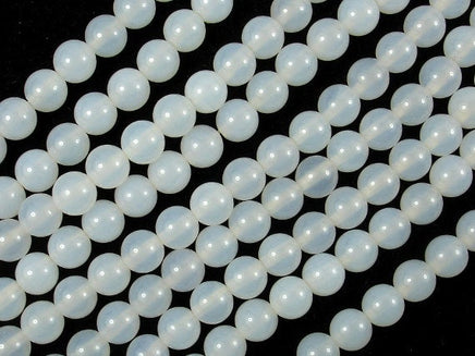 White Agate, 6mm (6.3 mm) Round Beads-RainbowBeads
