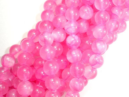 Dyed Jade, Pink, 10mm Round Beads-RainbowBeads