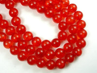 Dyed Jade-Orange Red, 10mm Round Beads-RainbowBeads